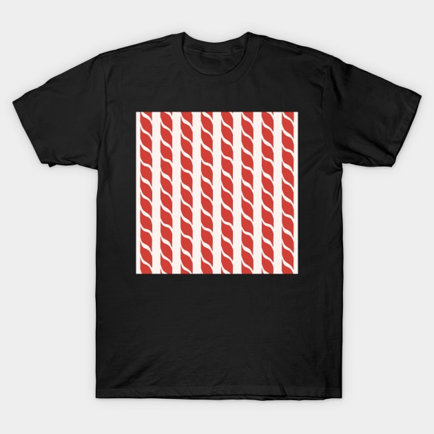 Red and White Rope T-Shirt by FrancesPoff